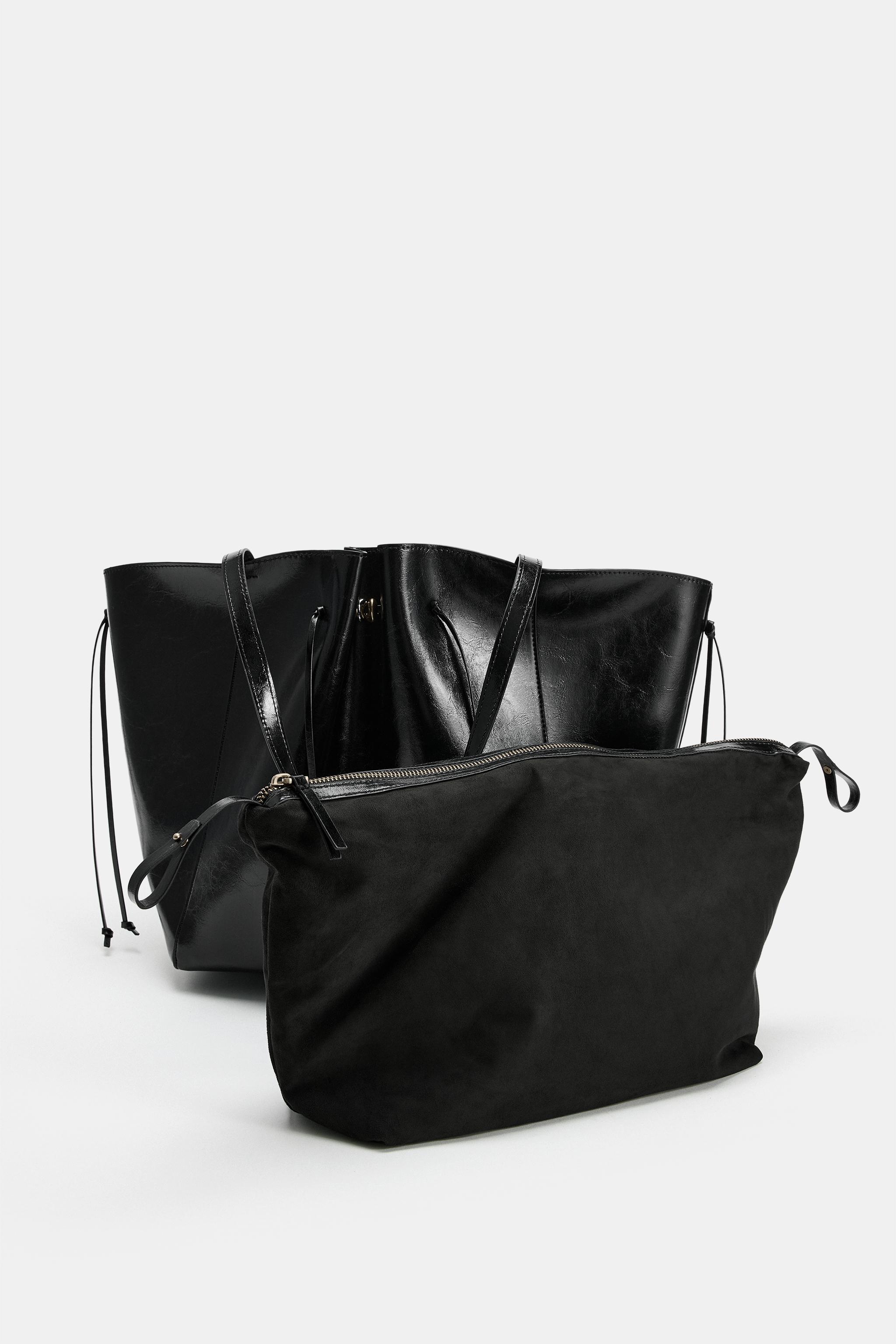 RUCHED SHOPPER TOTE BAG